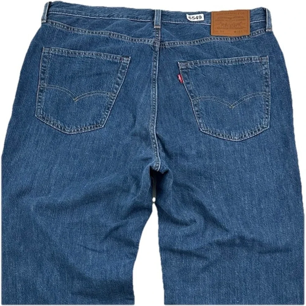 Levi’s 568 Big E Premium Loose Straight Jeans Men 36x30 Linen Cotton Blue Denim